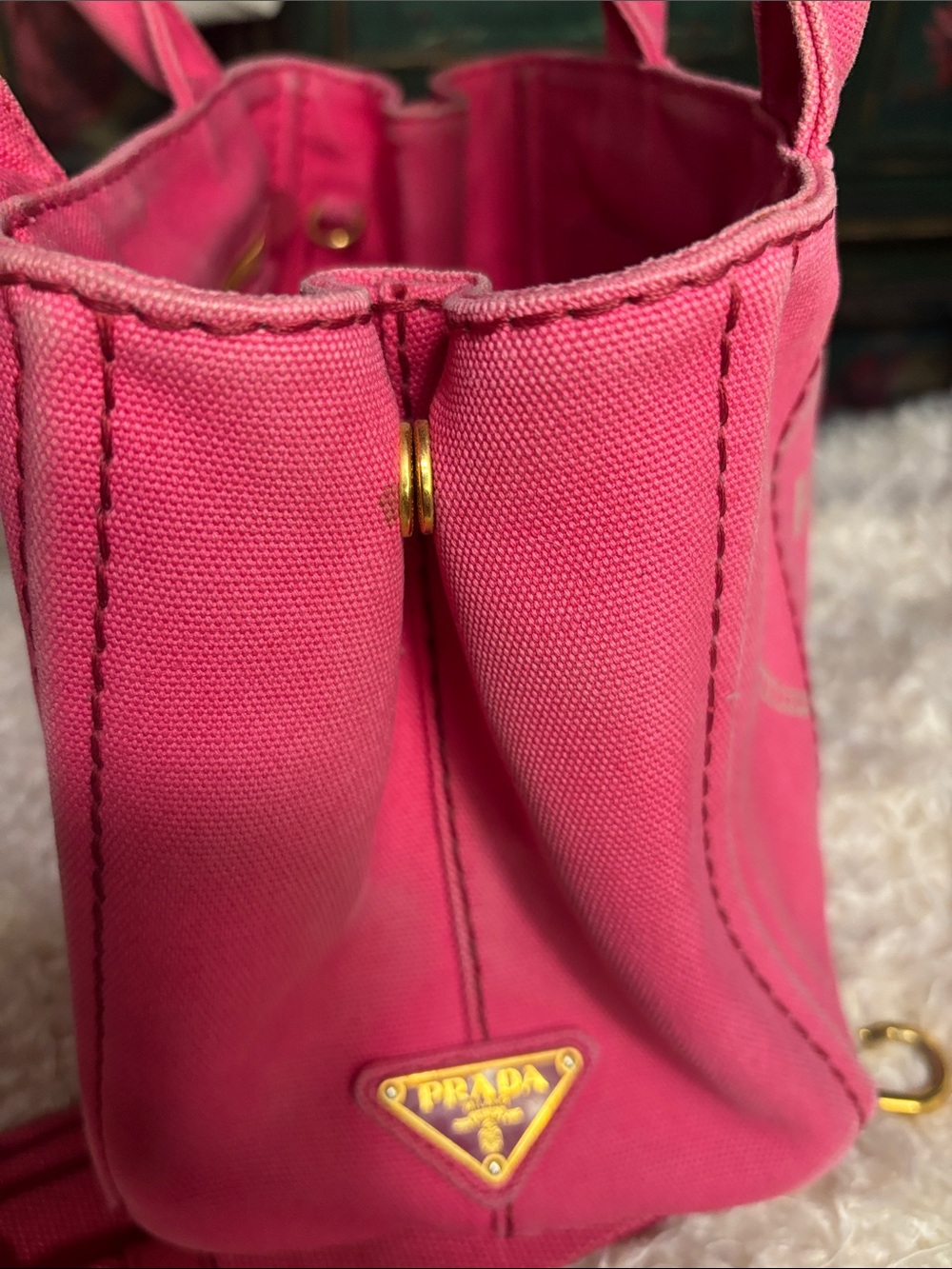 Prada Canapa Small Canvas Tote with Strap - Picture 7 of 16